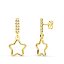  Pendientes de oro 18k en forma de estrella con cierre a presión
